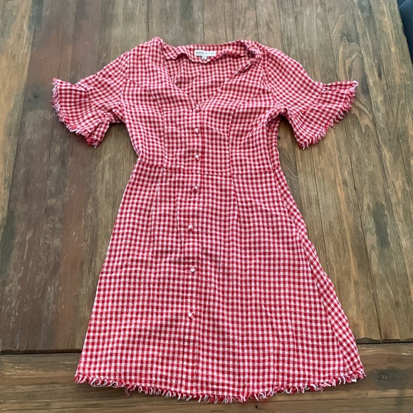 Moon River Dresses & Skirts - Cotton Plaid Short Sleeve A Line Summer Dress